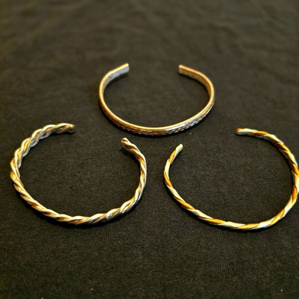 Sergo Lub Handmade Elegant Mixed Metal Cuff Bracelets Set of 3